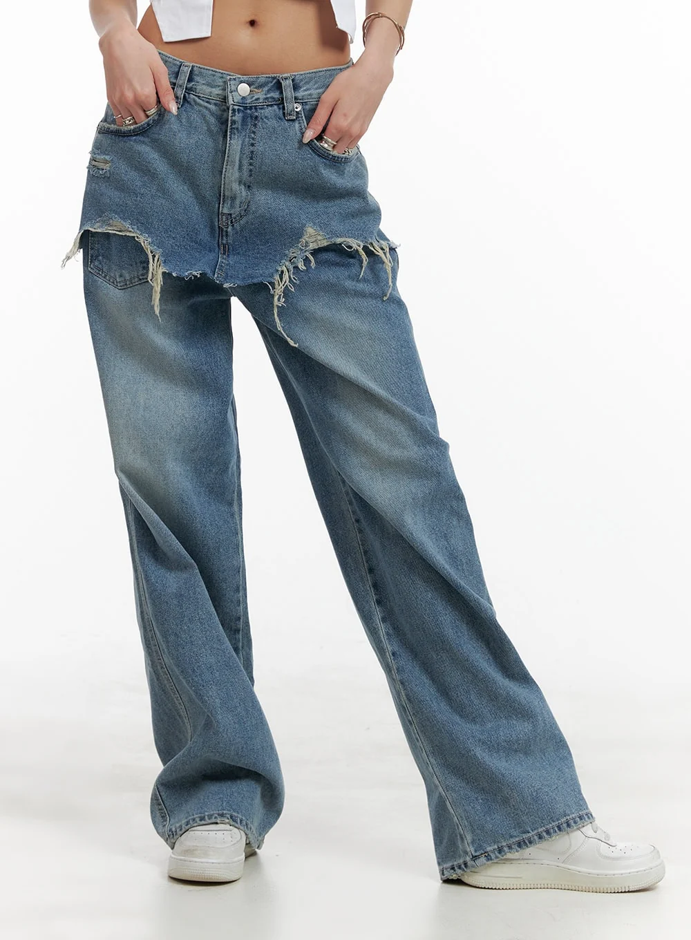 Layered Wide Leg Jeans CA430 - Image 3