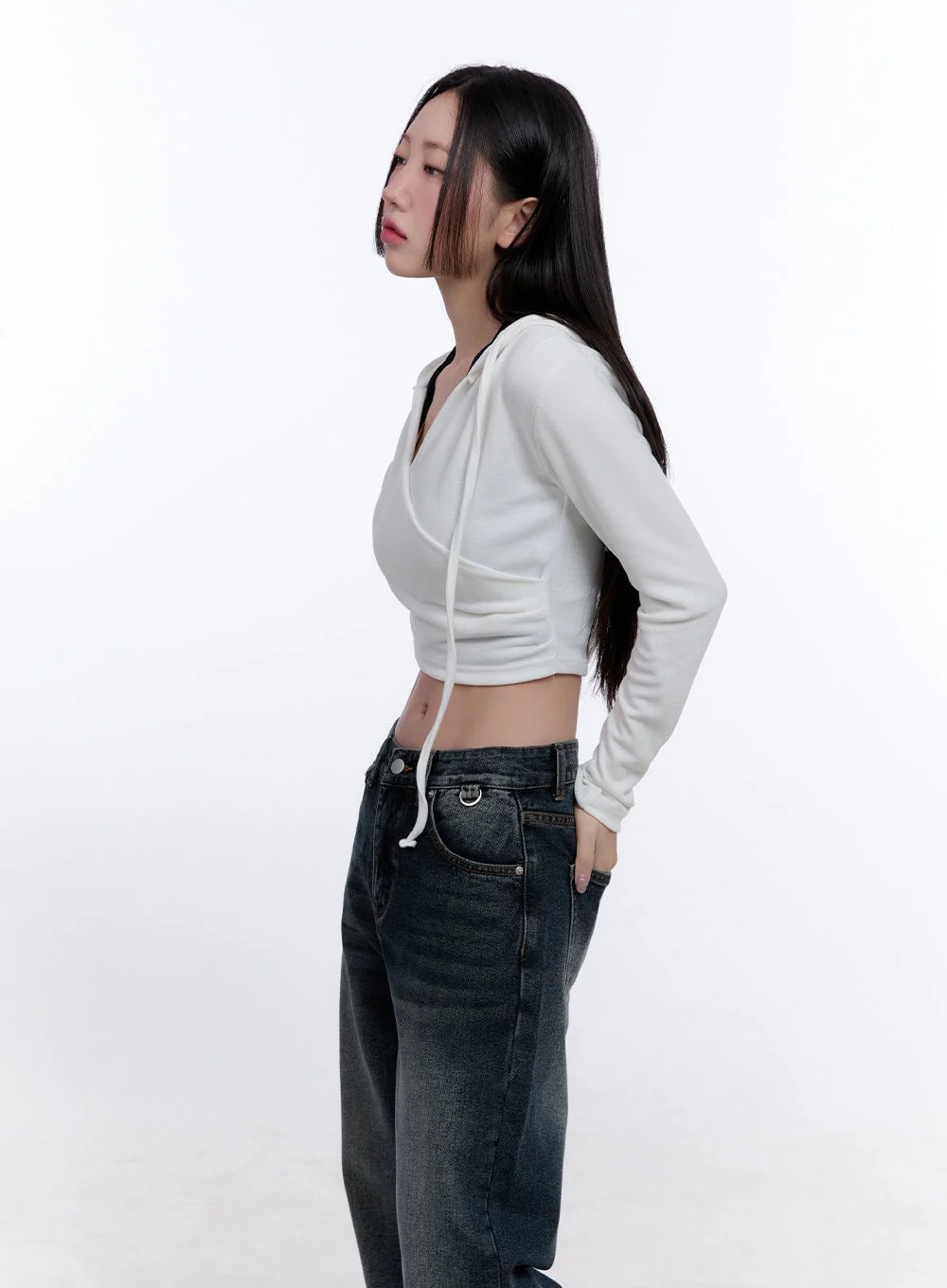 Layered Wrap Cropped Hoodie CJ511 - Image 5