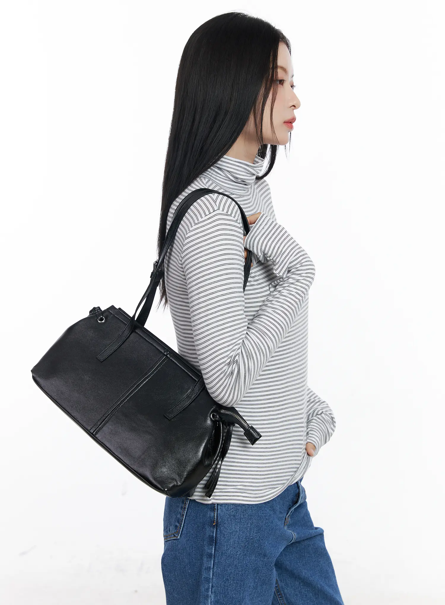 Leather Buckle Strap Shoulder Bag CJ520 - Image 2