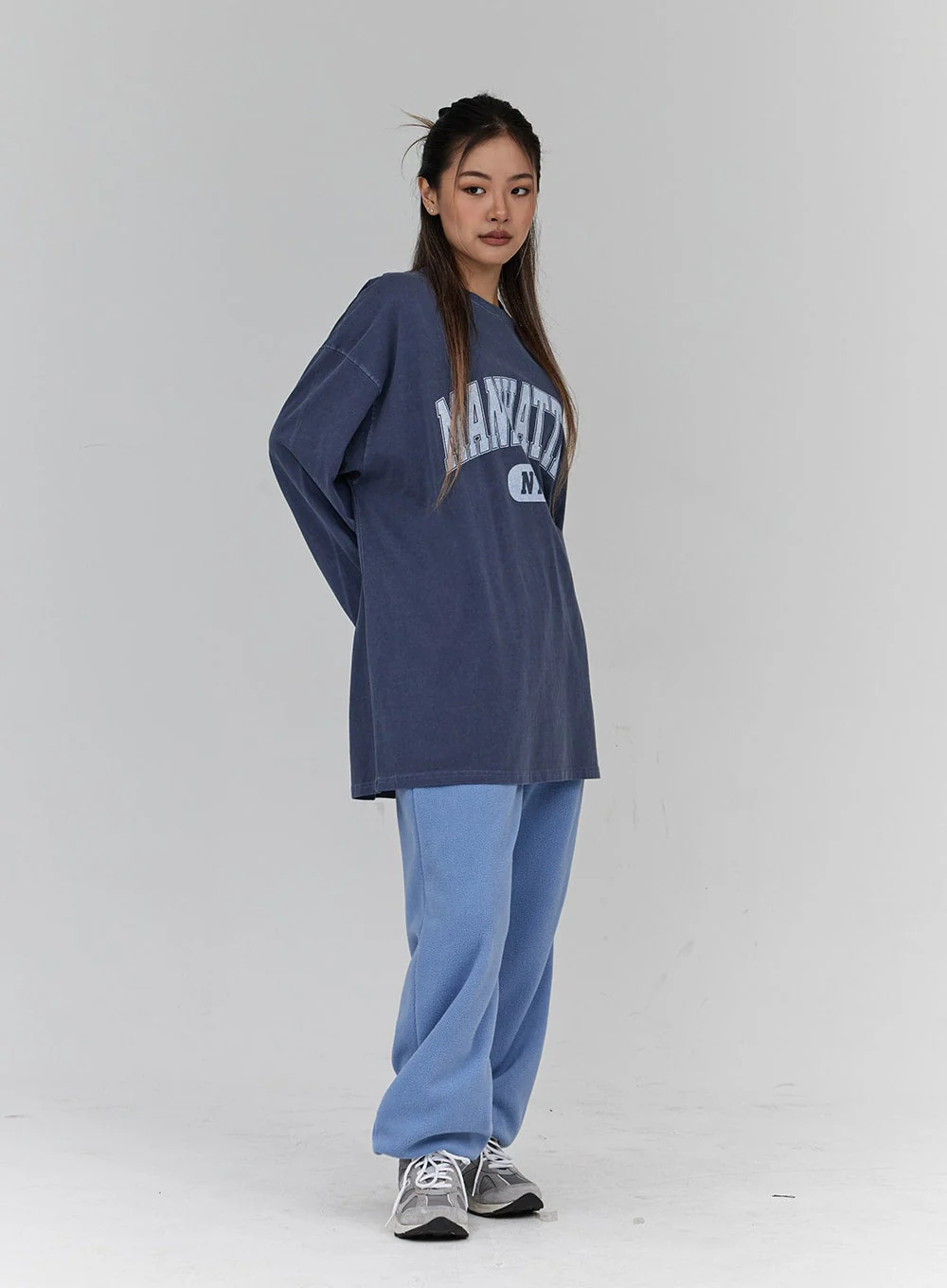 Lettering Print Oversize Long Sleeve T-Shirt Unisex CN21 - Image 10