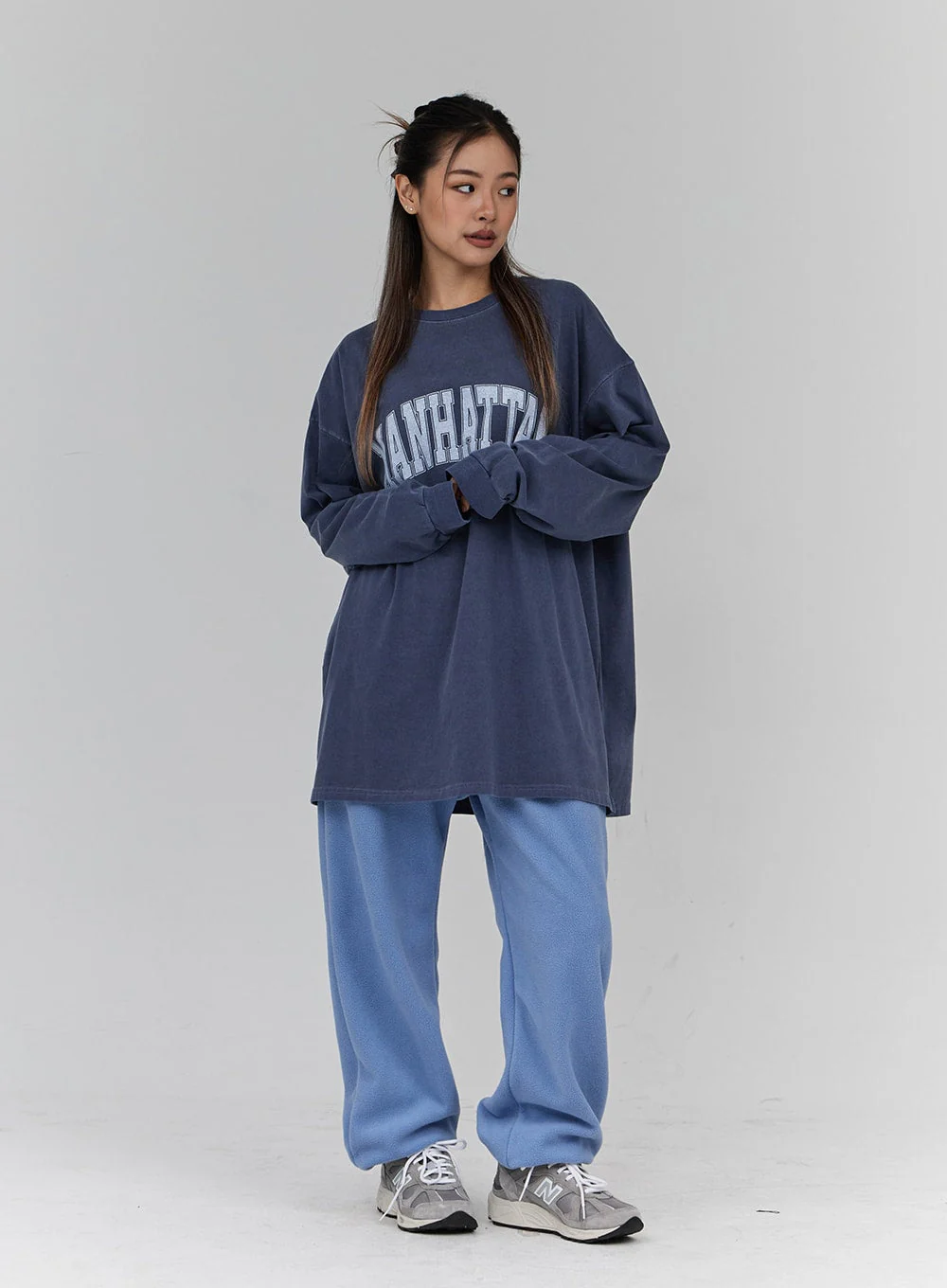 Lettering Print Oversize Long Sleeve T-Shirt Unisex CN21 - Image 13
