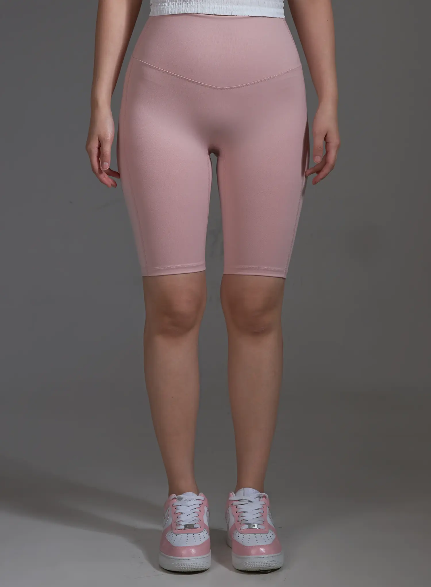 Light Pink High-Waist Biker Shorts (Light Pink) IO517