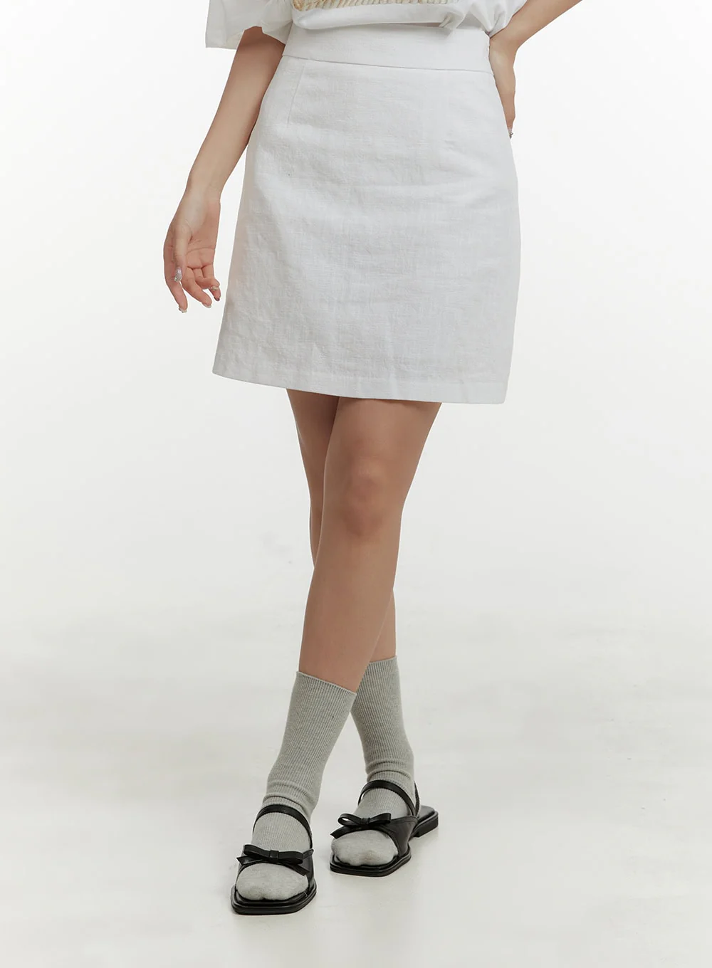 Linen Mini Skirt OY413 - Image 2