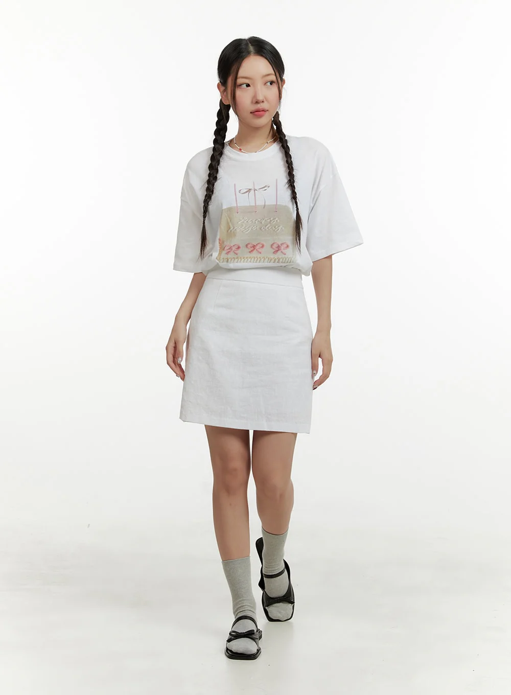 Linen Mini Skirt OY413 - Image 3