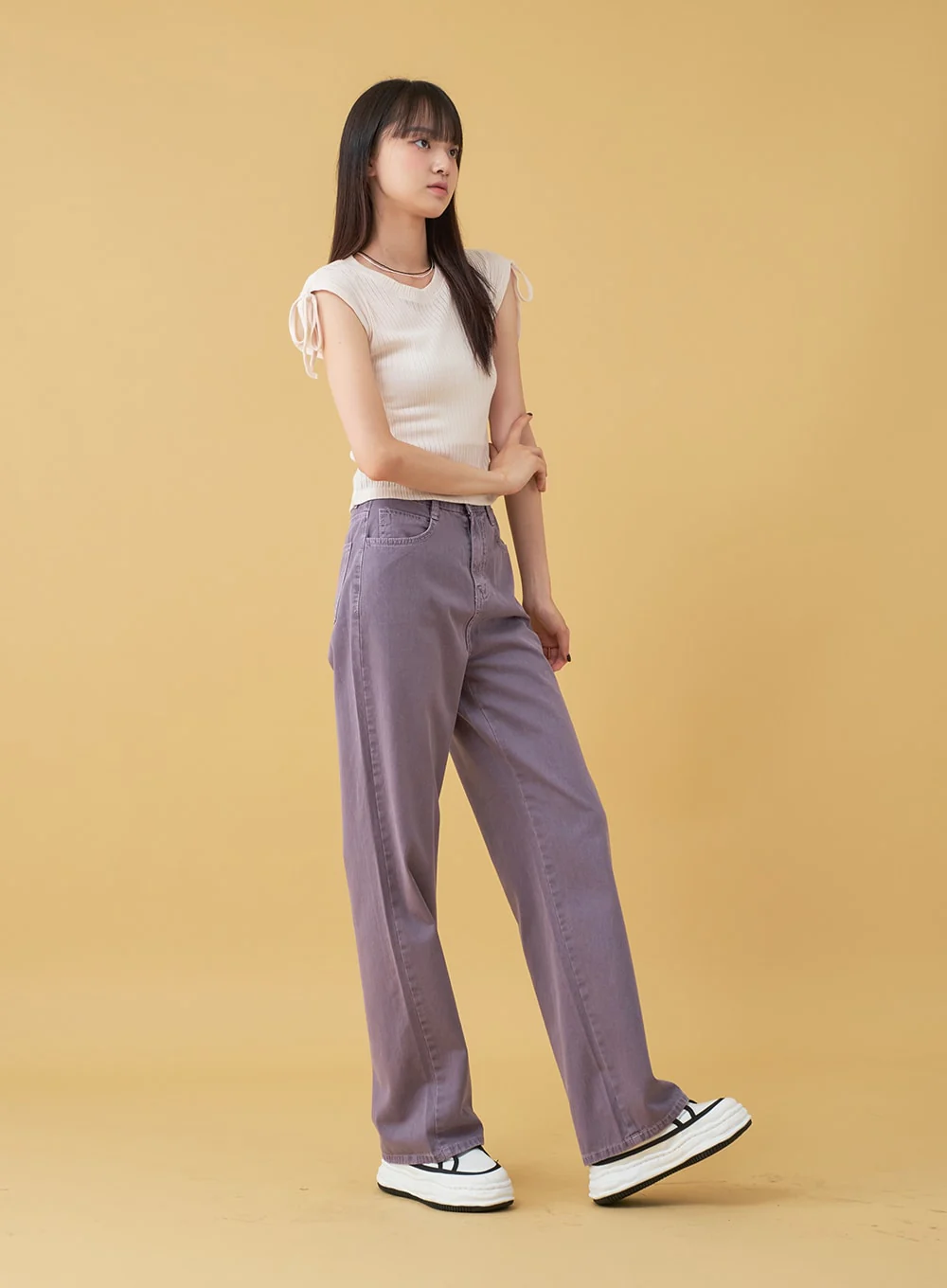 Long Cotton Colored Wide Pants OU15 - Image 19