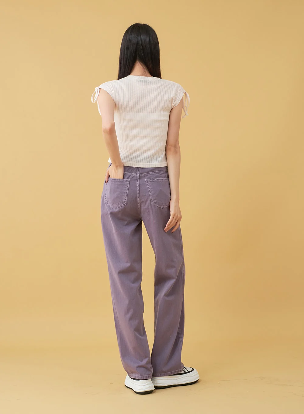 Long Cotton Colored Wide Pants OU15 - Image 4