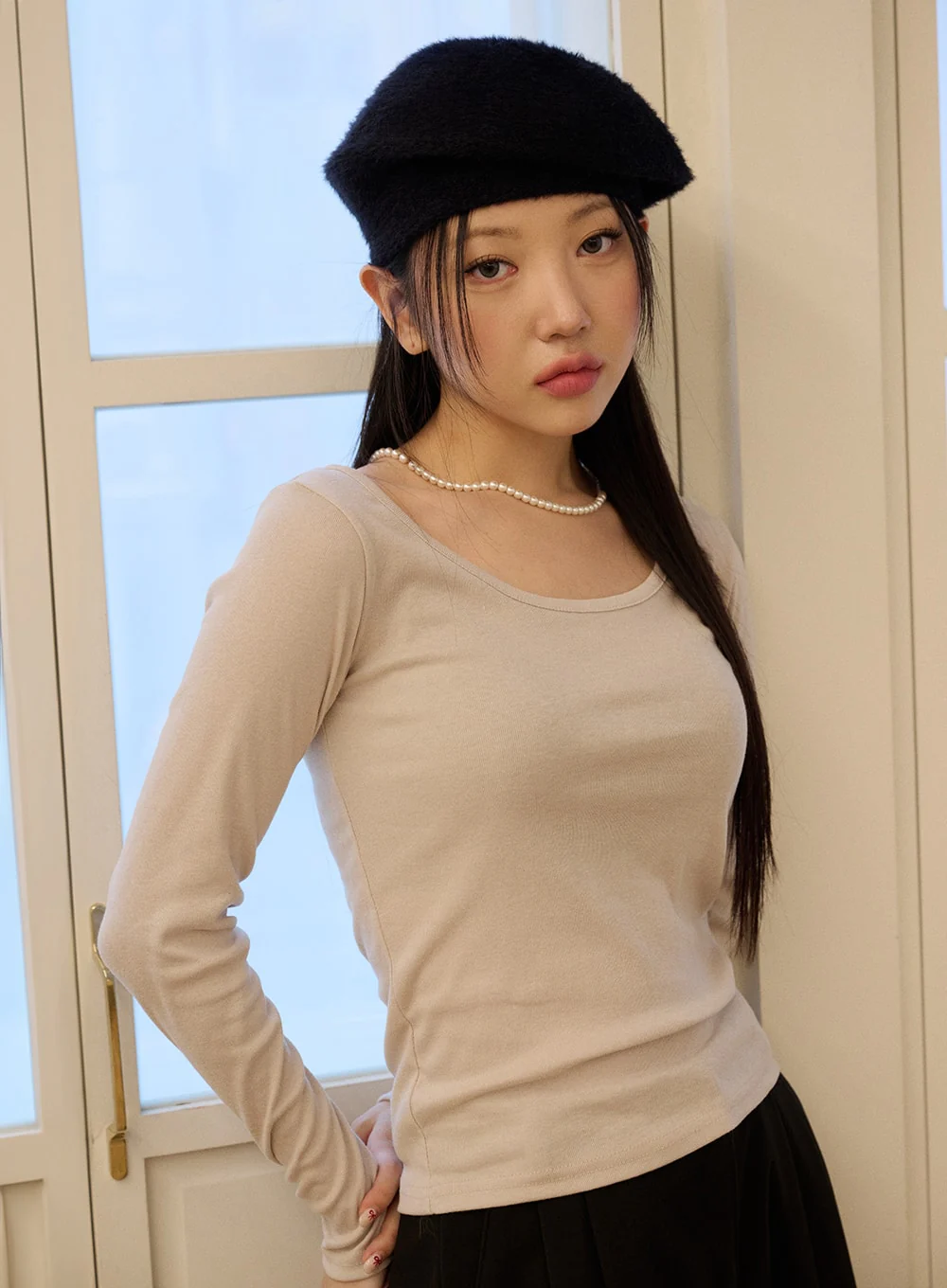 Long Sleeve U-Neck Top OD327