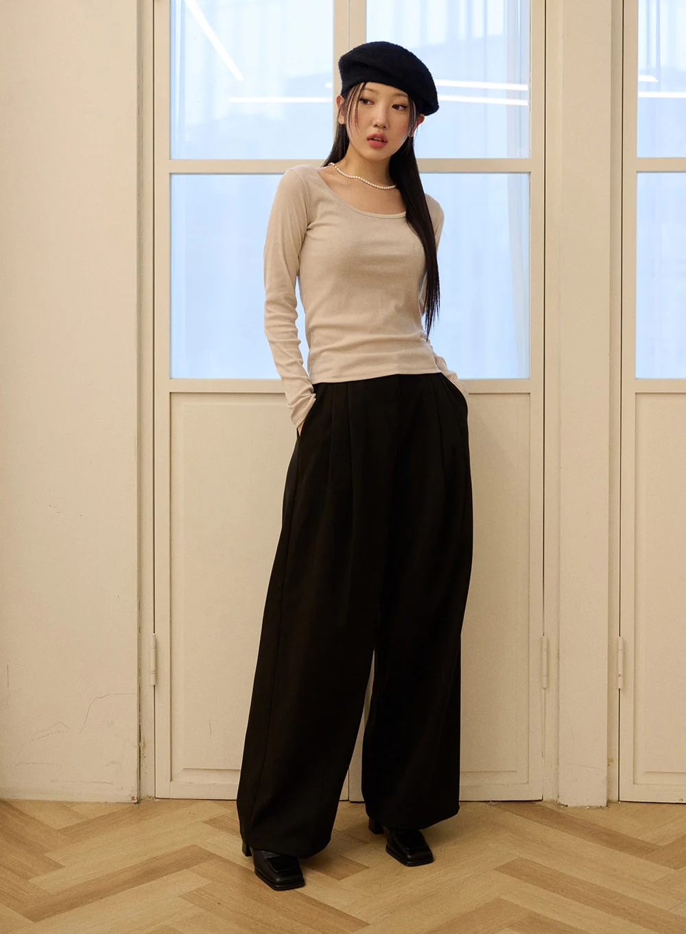 Long Sleeve U-Neck Top OD327 - Image 2