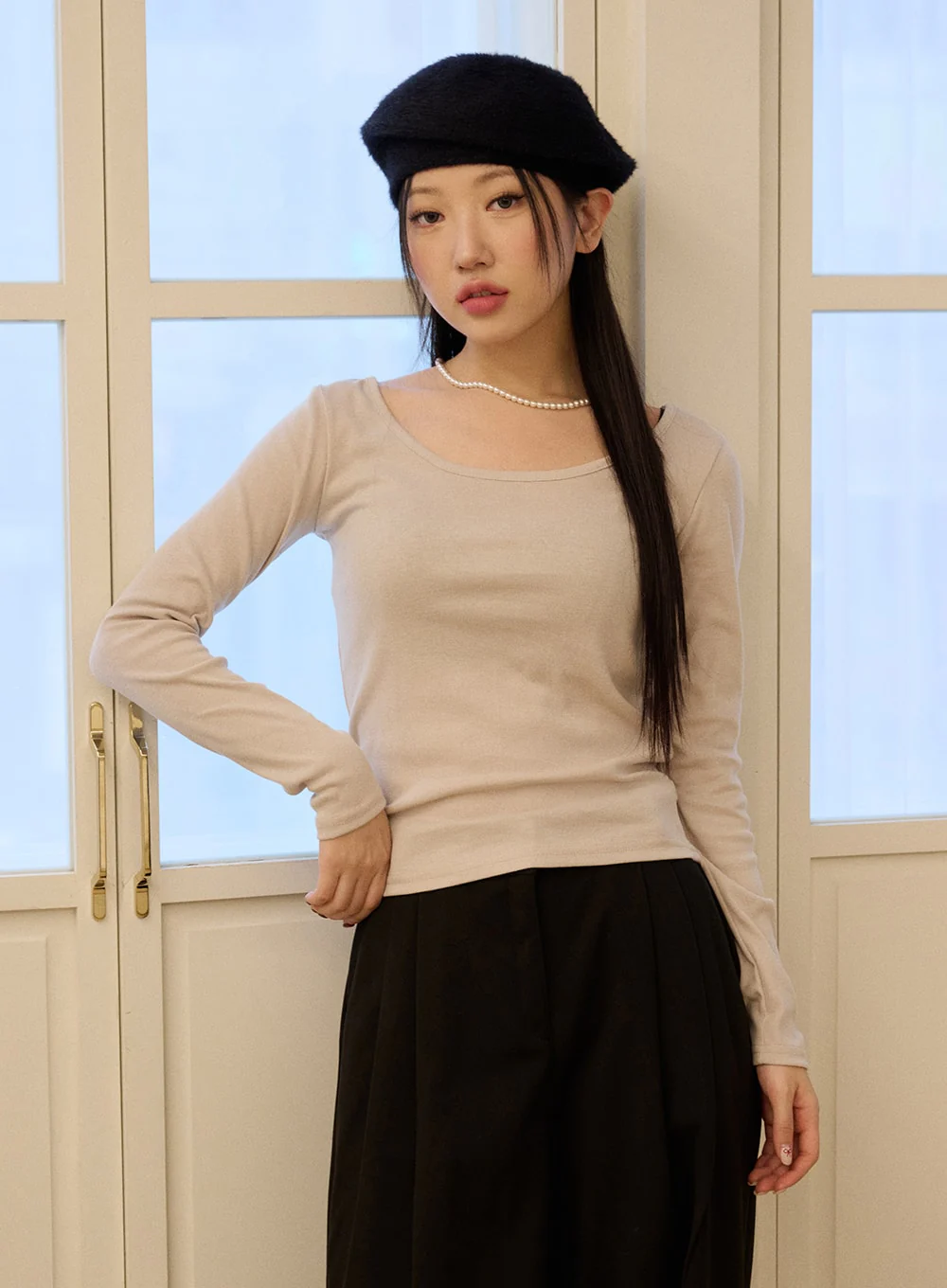 Long Sleeve U-Neck Top OD327 - Image 5