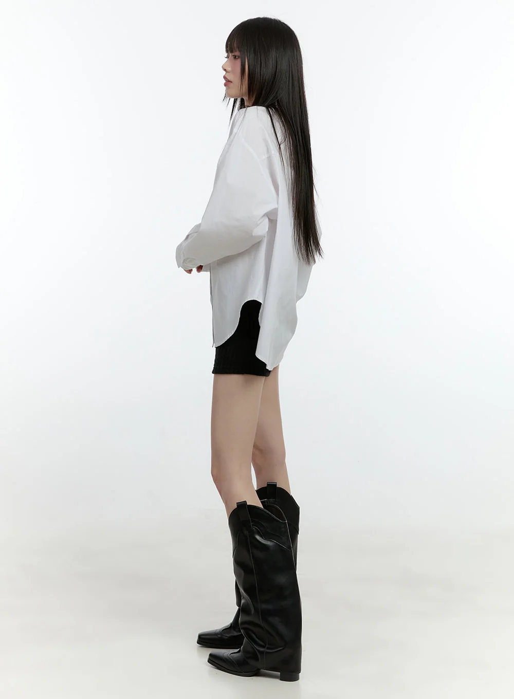 Loose-Fit Collared Button-Up Shirt CF506 - Image 3