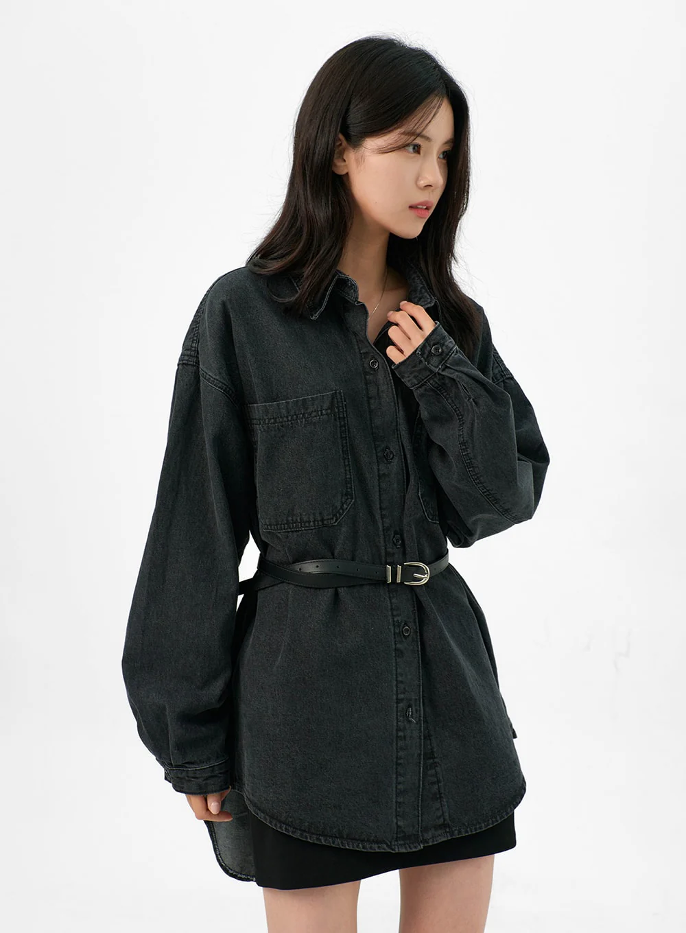 Loose-Fit Denim Shirt OG327 - Image 4