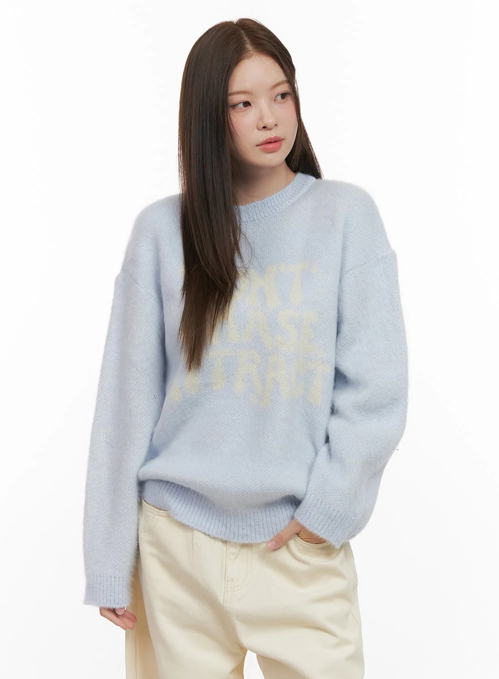Loose-Fit Graphic Lettering Sweater OD412 - Image 8