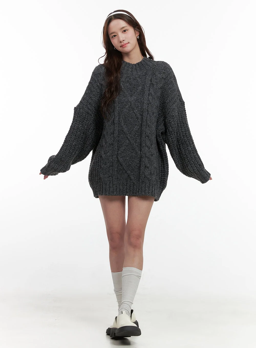 Loose-Fit Knit Mini Dress OO421 - Image 2