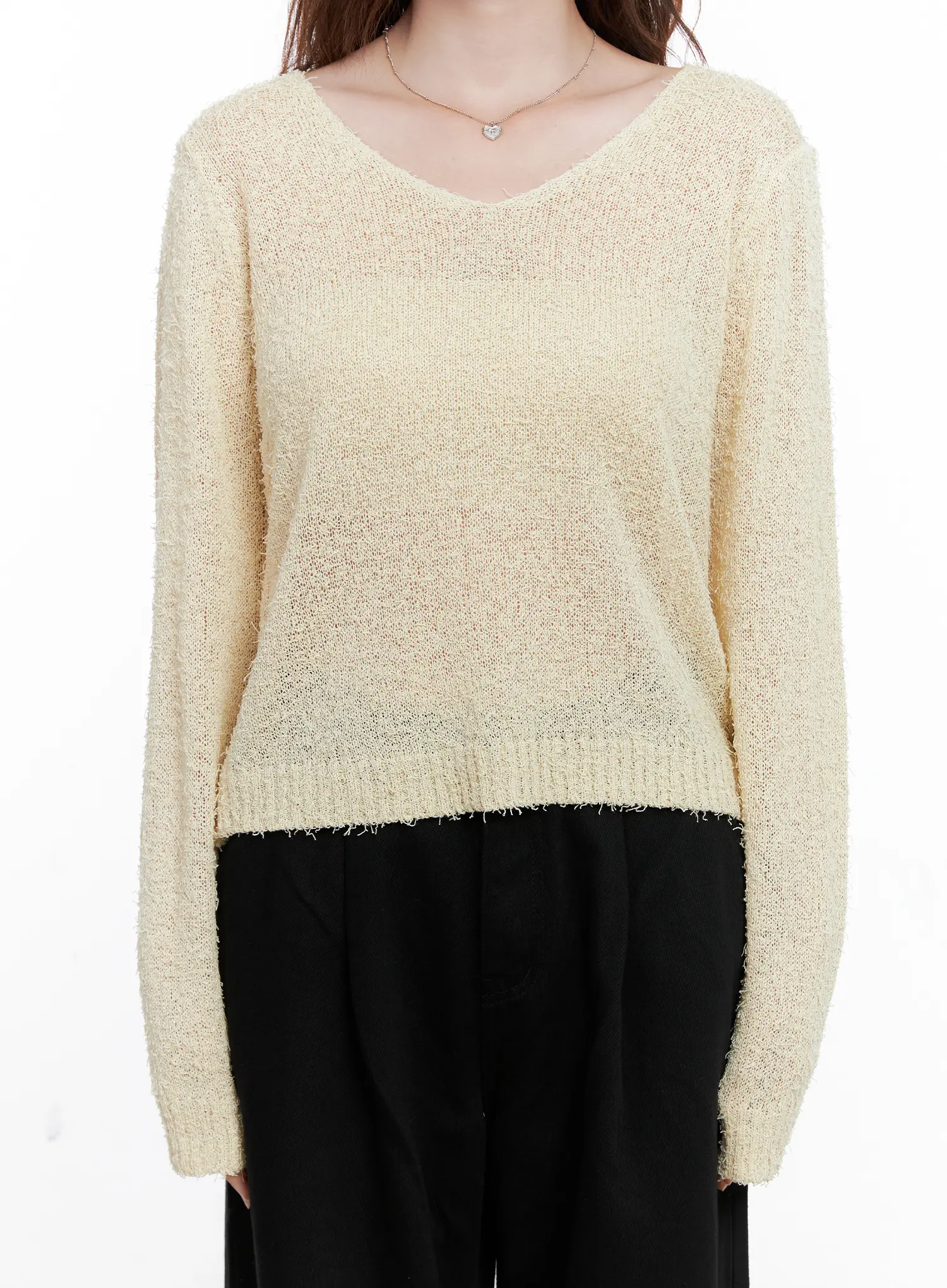 Loose-Fit V-Neck Knit Sweater CG521 - Image 3