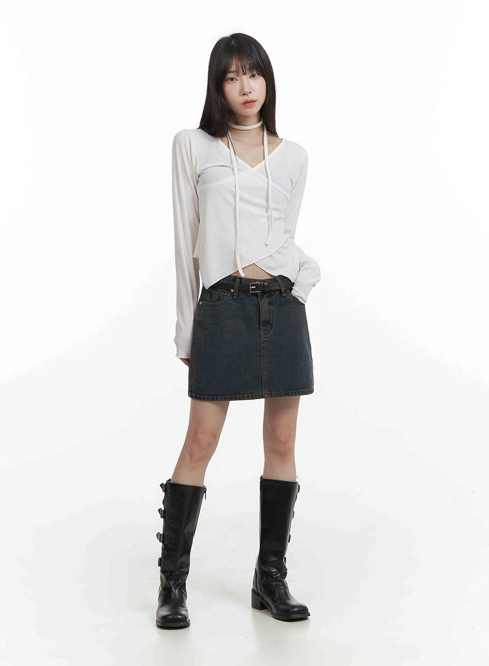 Low Wash Indigo Dream Denim Mini Skirt CY407 - Image 2