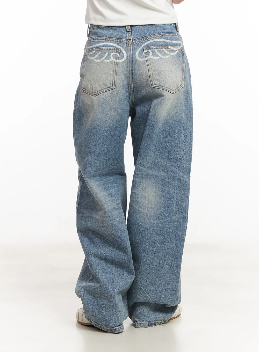 Lumira Back-Detail Washed Wide Leg Jeans CA530 - Image 7