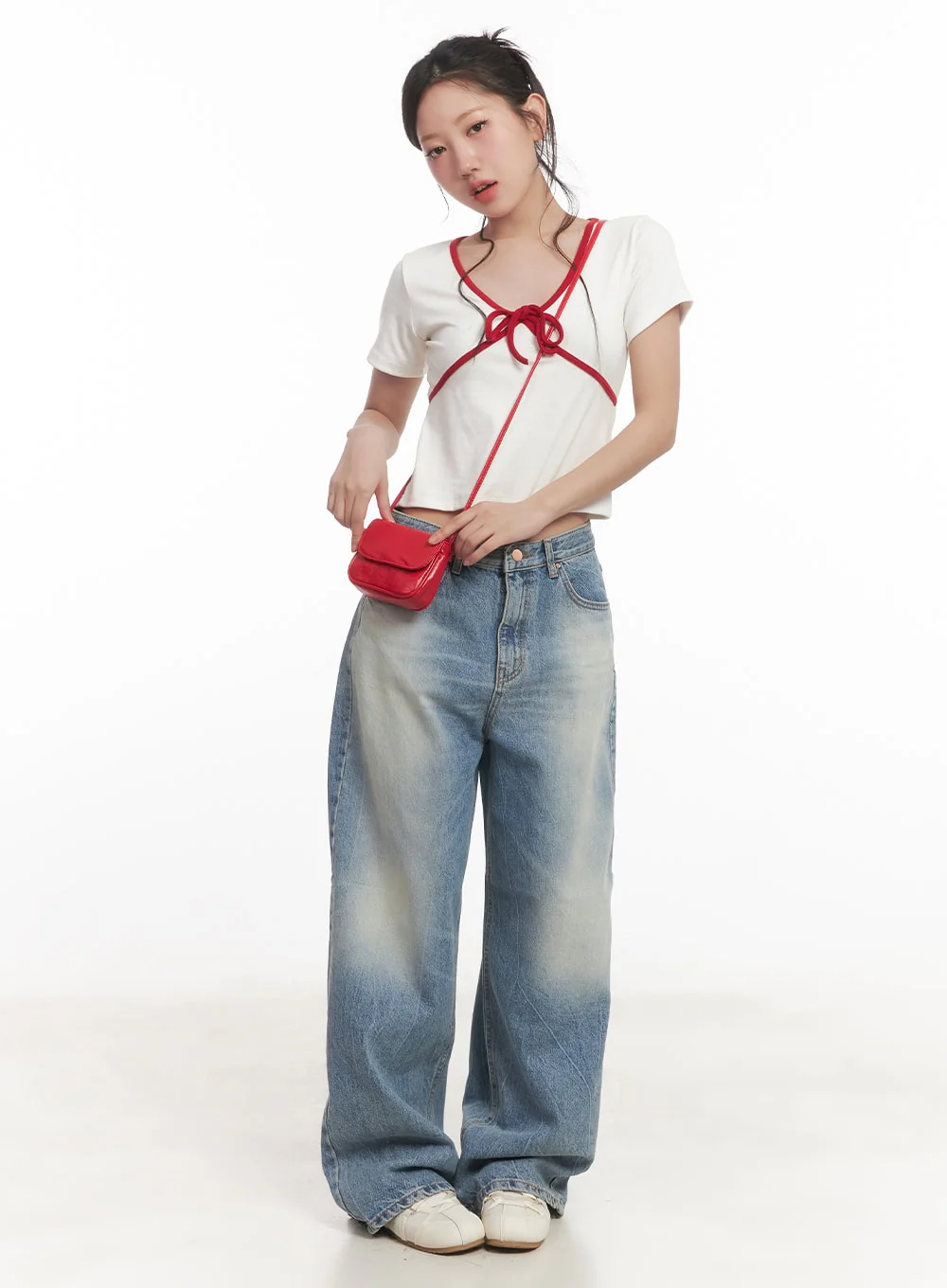 Lumira Back-Detail Washed Wide Leg Jeans CA530 - Image 9