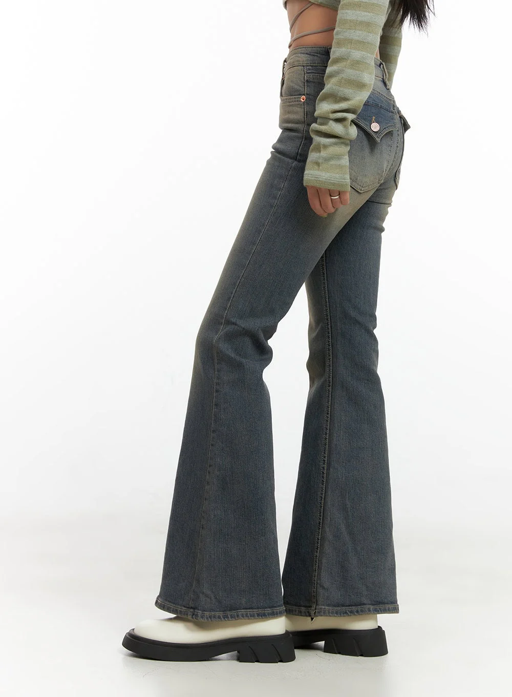 Lydia Slim Washed Bootcut Jeans CO424 - Image 4