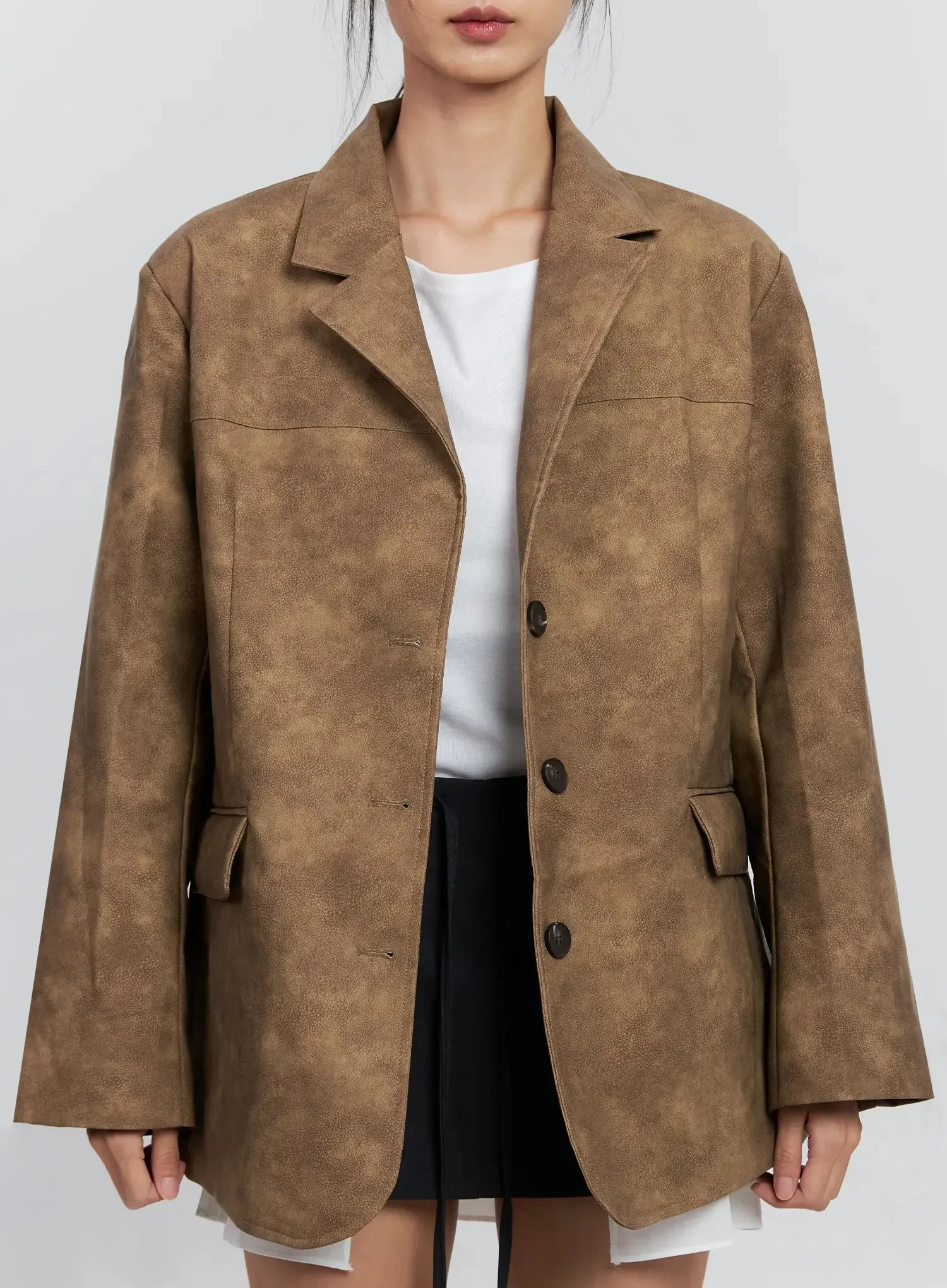 Matte Faux-Leather Jacket IS516 - Image 3