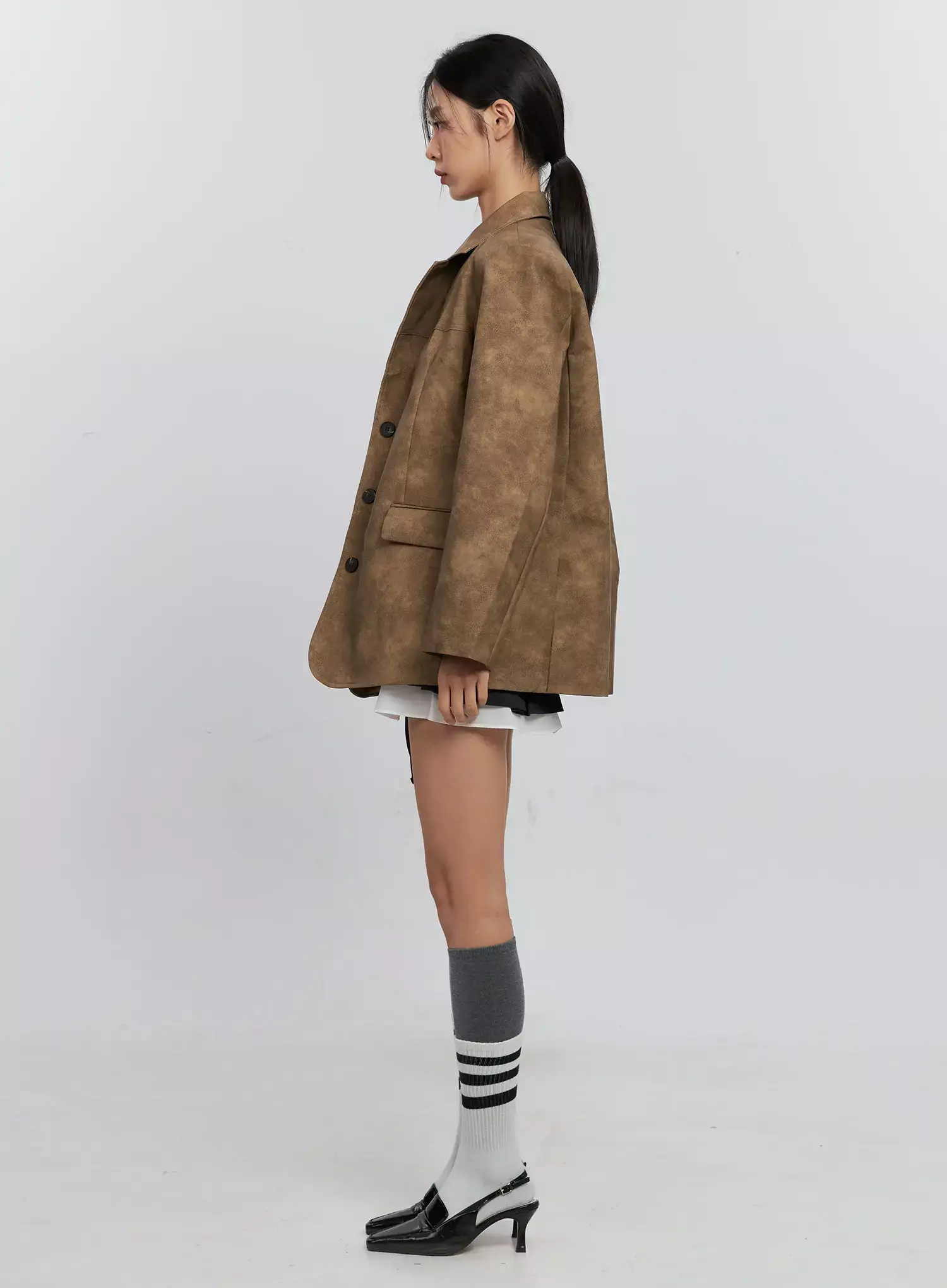 Matte Faux-Leather Jacket IS516 - Image 6