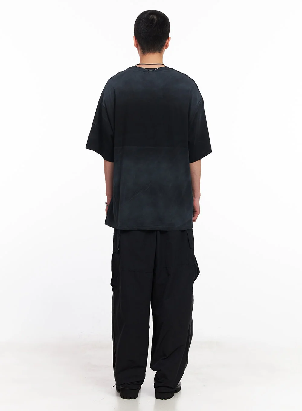 Men’s Cargo Balloon-Fit Windbreaker Pants (Black) IU503 - Image 10