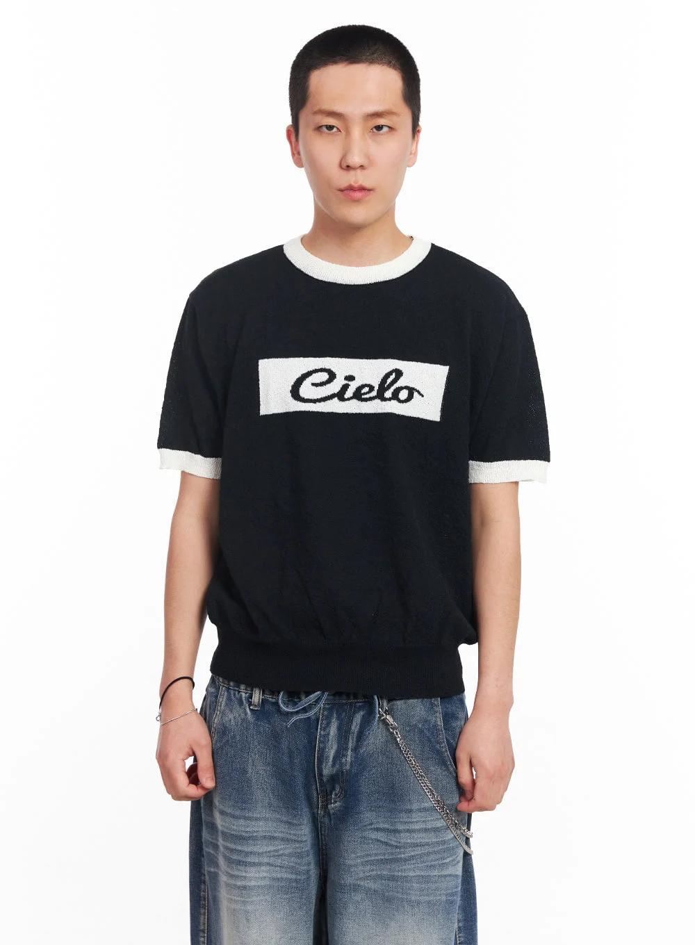 Men’s Contrast Knit T-Shirt IU503 - Image 13