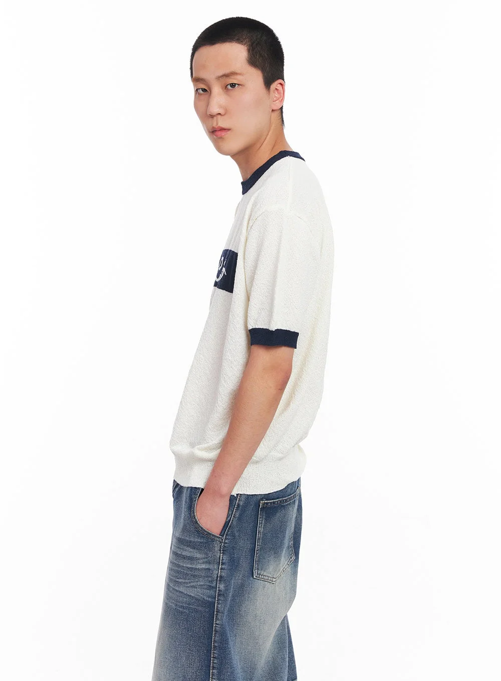 Men’s Contrast Knit T-Shirt IU503 - Image 3