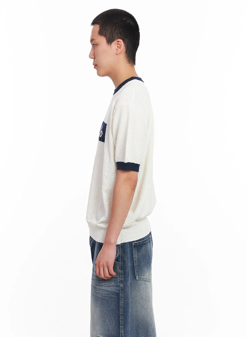 Men’s Contrast Knit T-Shirt IU503 - Image 5