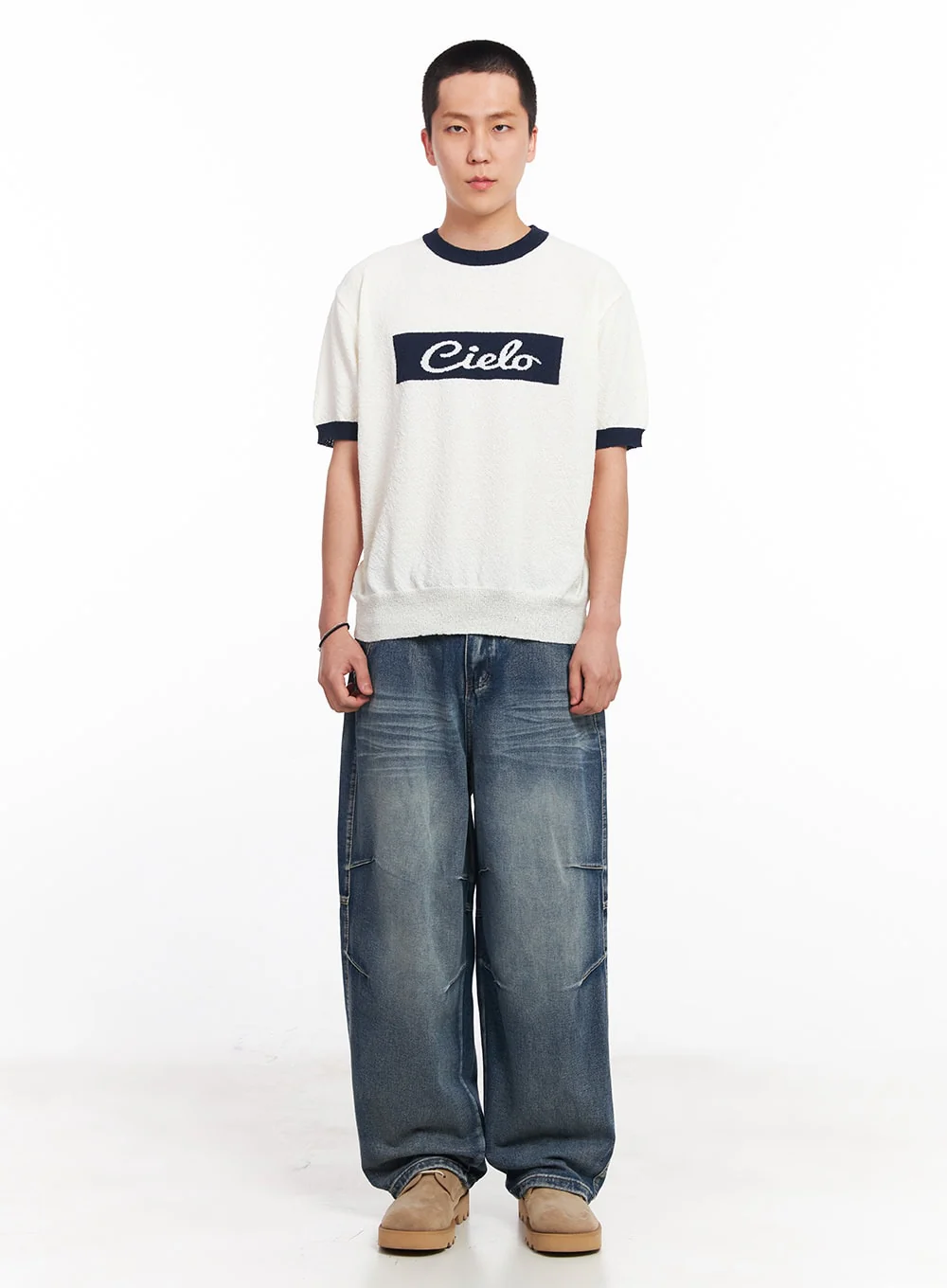 Men’s Contrast Knit T-Shirt IU503 - Image 7