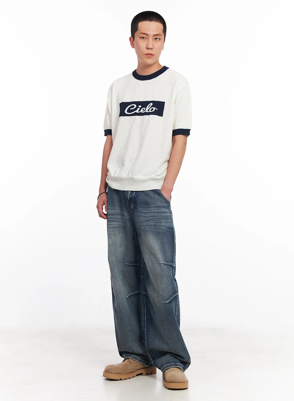 Men’s Contrast Knit T-Shirt IU503 - Image 9