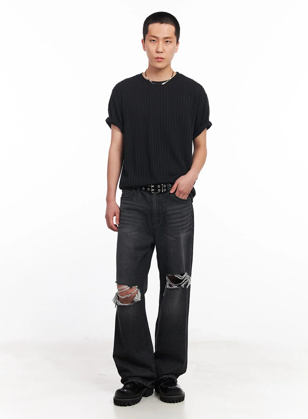 Men’s Knit Ribbed T-Shirt IU503 - Image 11