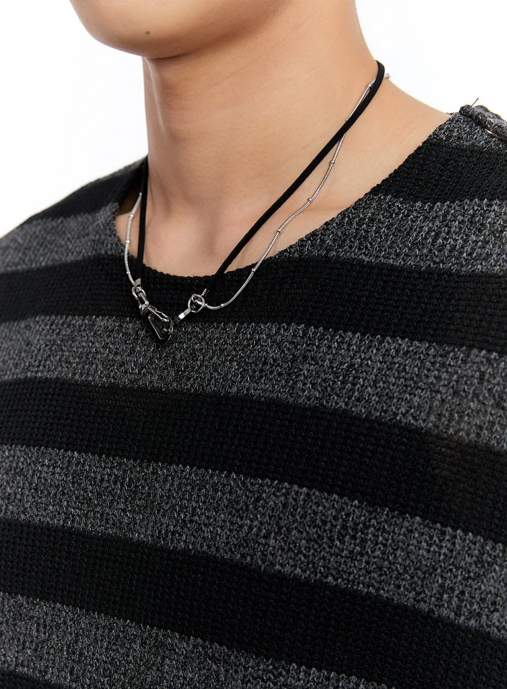 Men’s Layered String Clip Necklace IY530 - Image 3