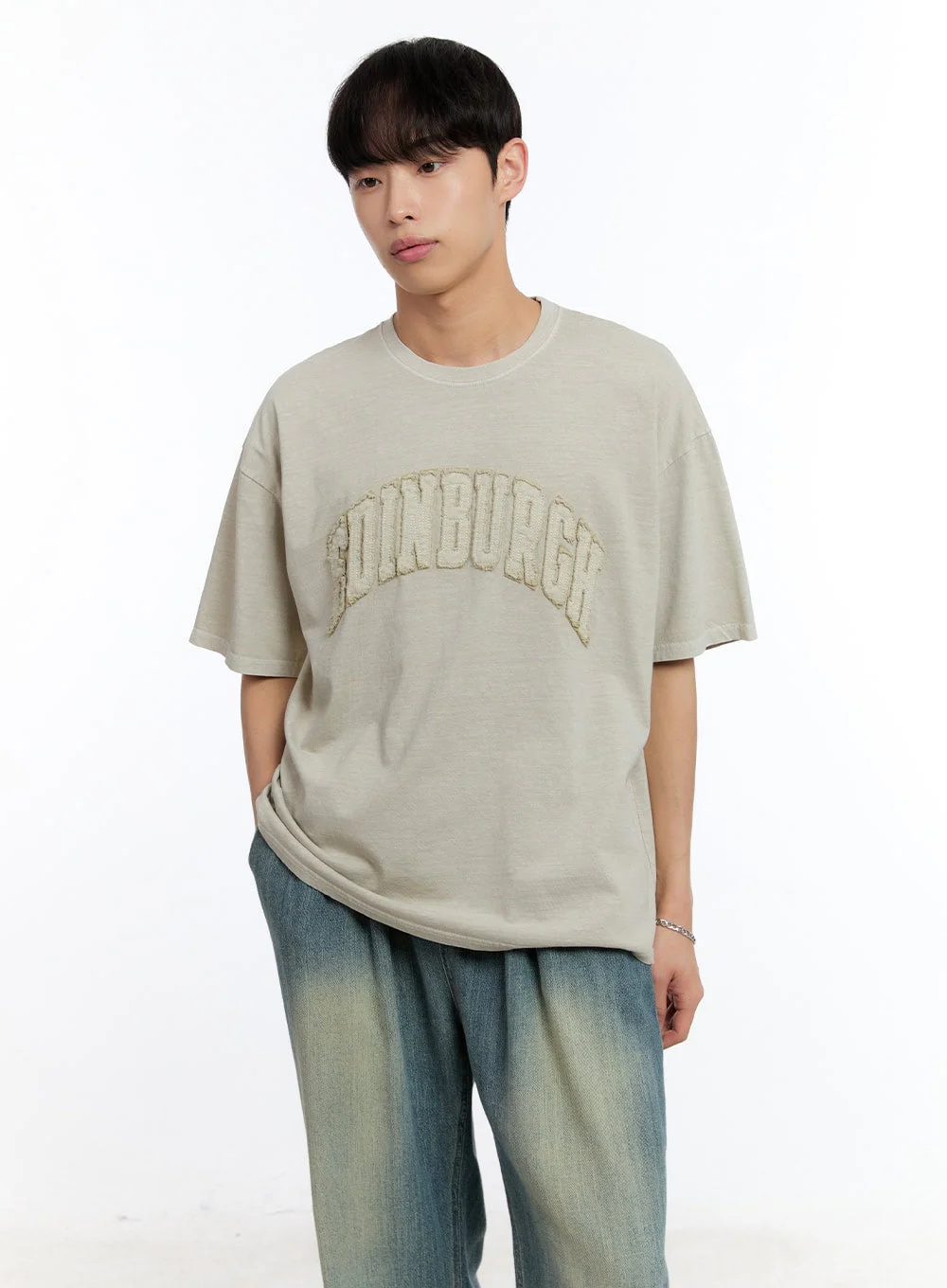 Men’s Patch Washed Oversize T-Shirt IY529