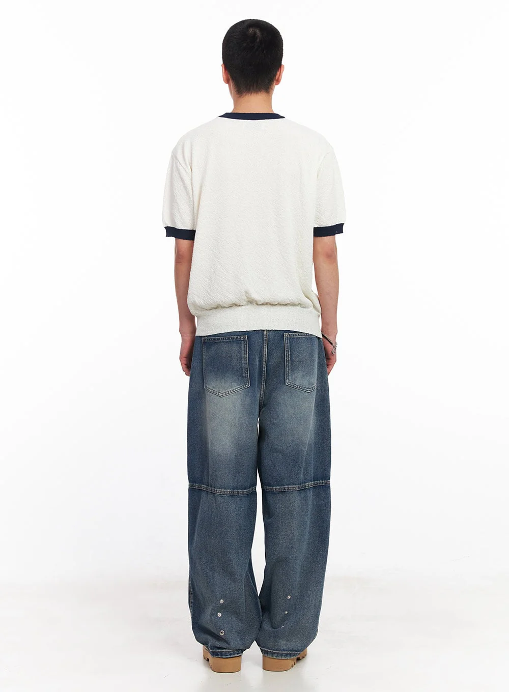 Men’s Pintuck Wrinkle Wide-Leg Jeans IU503 - Image 12