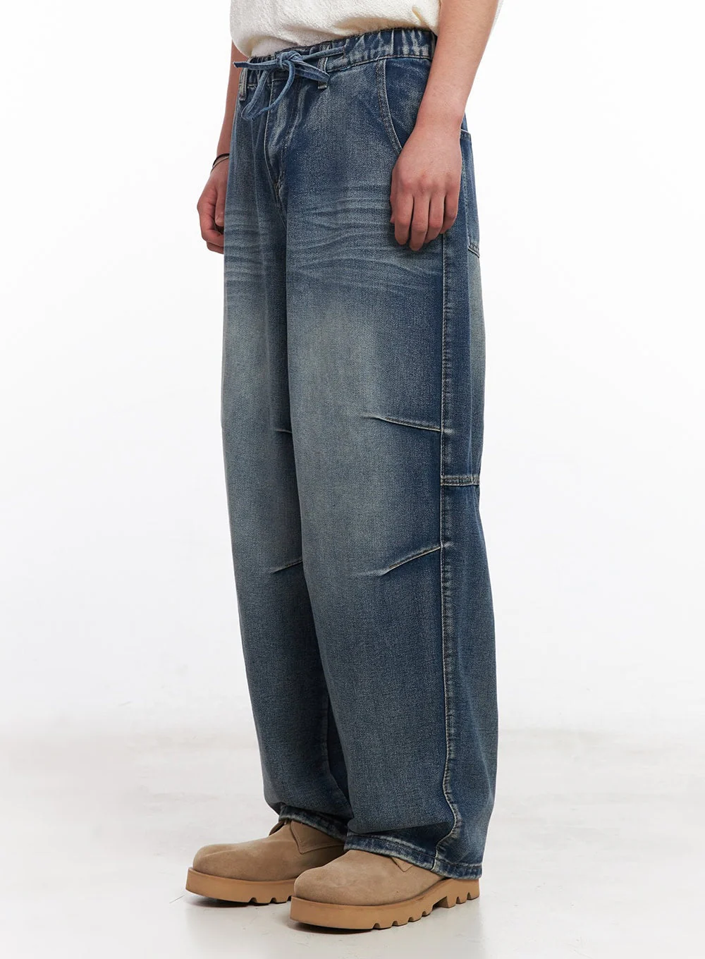Men’s Pintuck Wrinkle Wide-Leg Jeans IU503 - Image 3