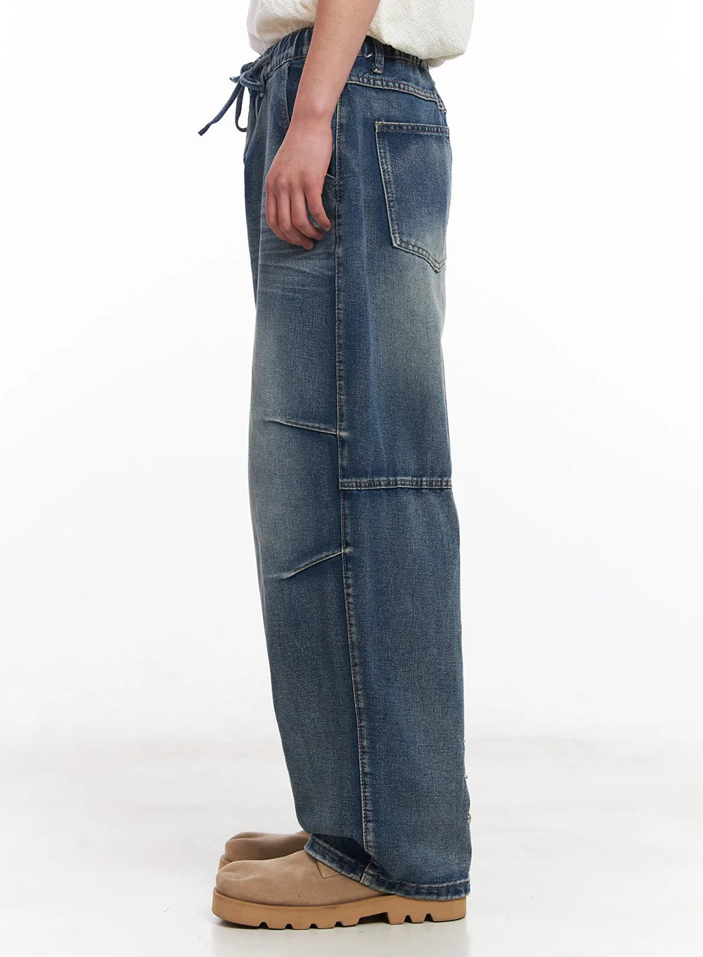 Men’s Pintuck Wrinkle Wide-Leg Jeans IU503 - Image 4