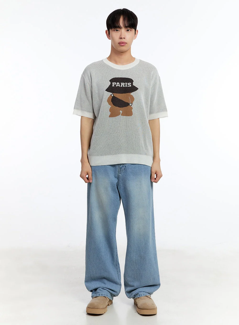 Men’s Teddy Graphic Knit T-Shirt IY530 - Image 7