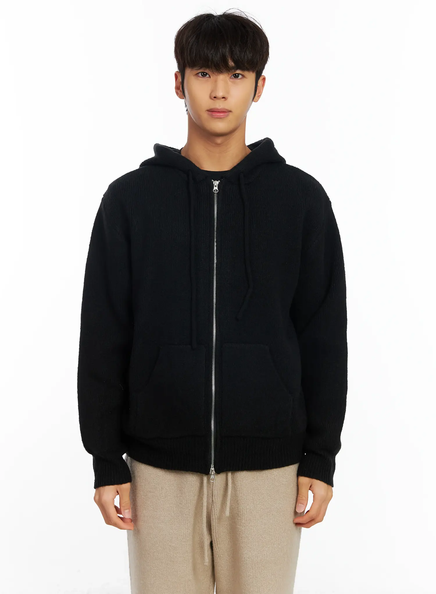 Men’s Two-Way Knit Zip-Up Hoodie IF504 - Image 11