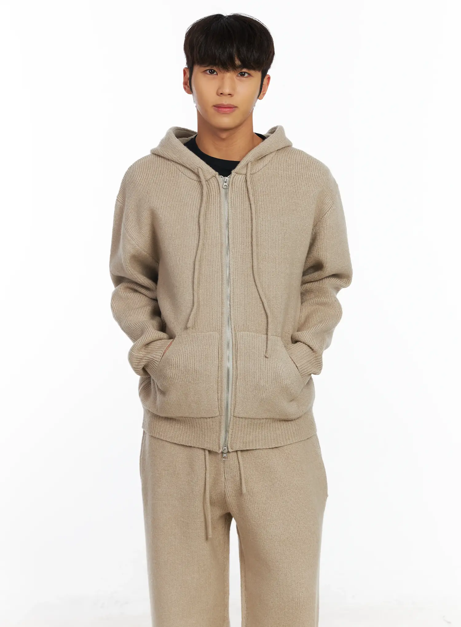 Men’s Two-Way Knit Zip-Up Hoodie IF504 - Image 6