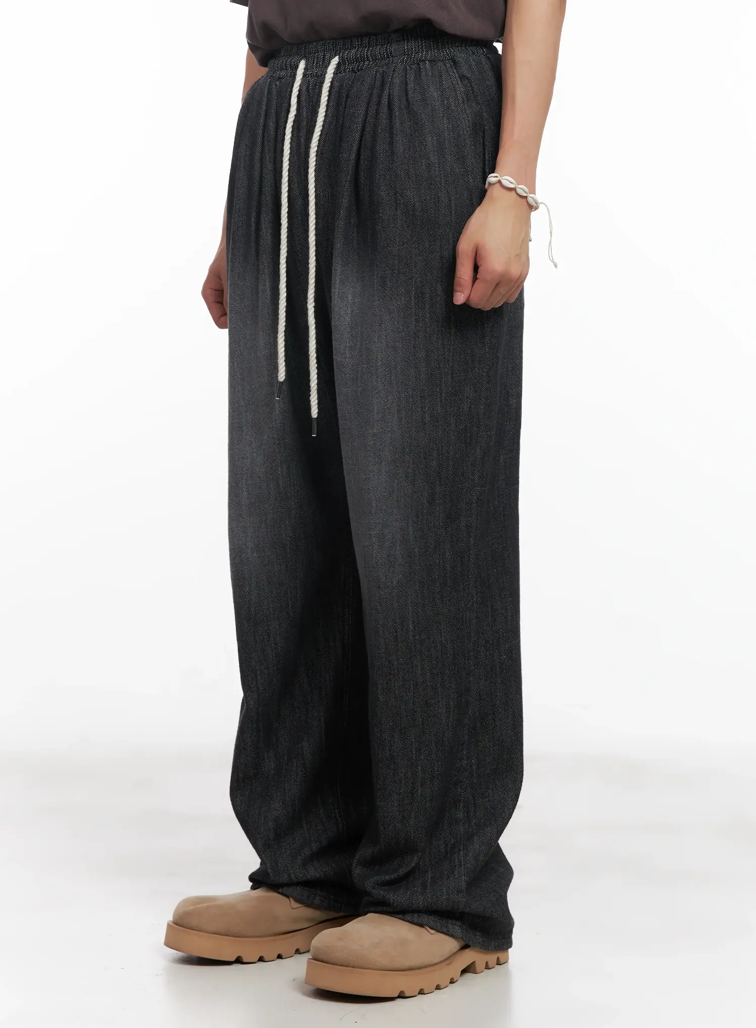 Men's Adjustable Linen Denim Pants (Black) IU518 - Image 5