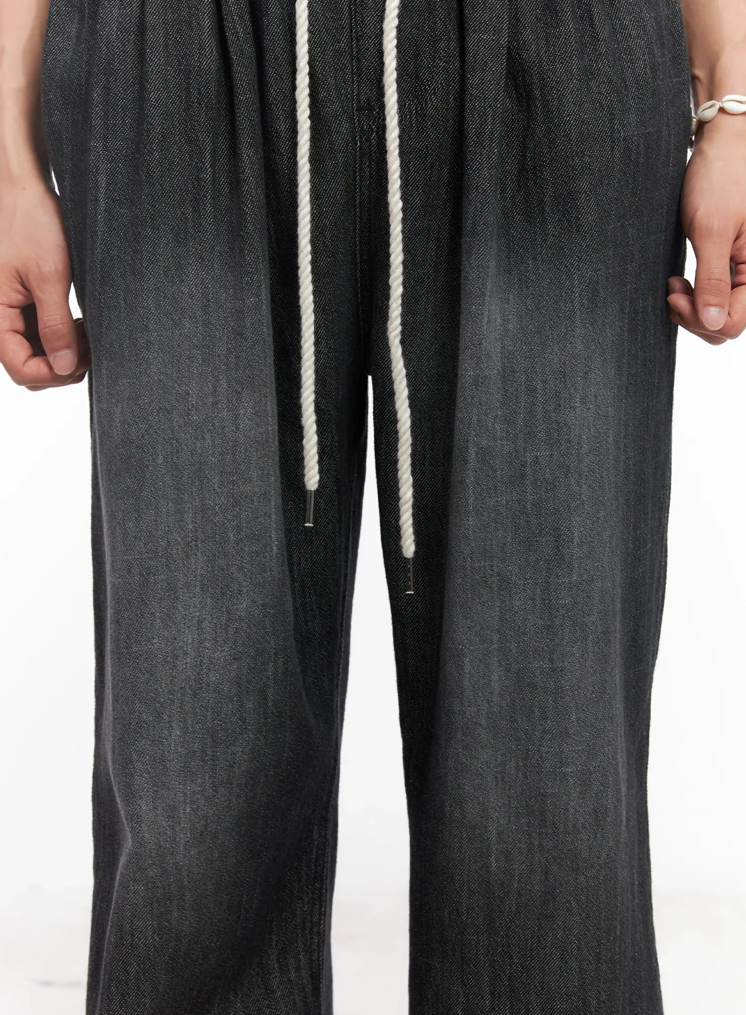 Men's Adjustable Linen Denim Pants (Black) IU518 - Image 6