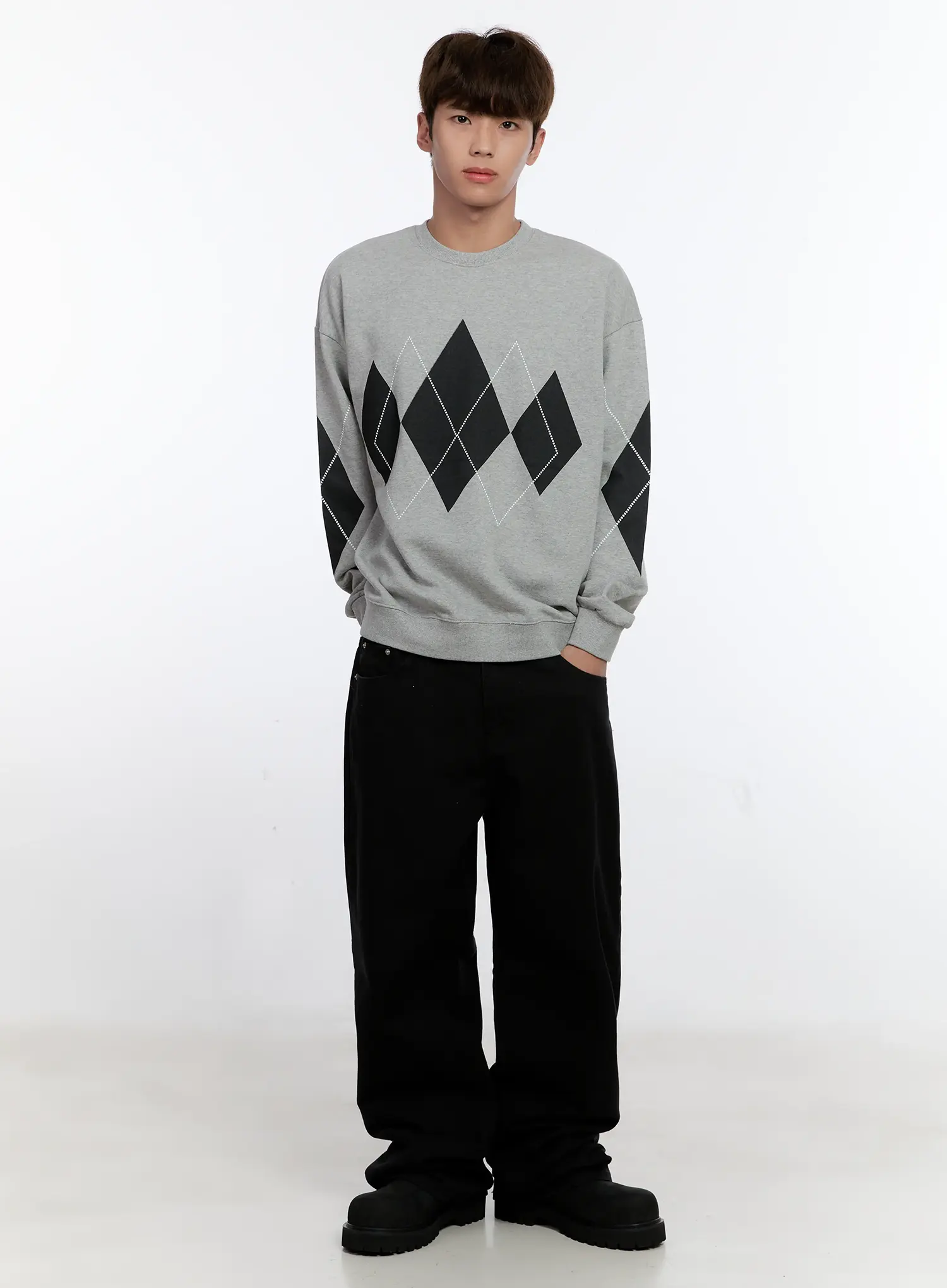 Men's Argyle Pattern Sweatshirt IS530 - Image 8