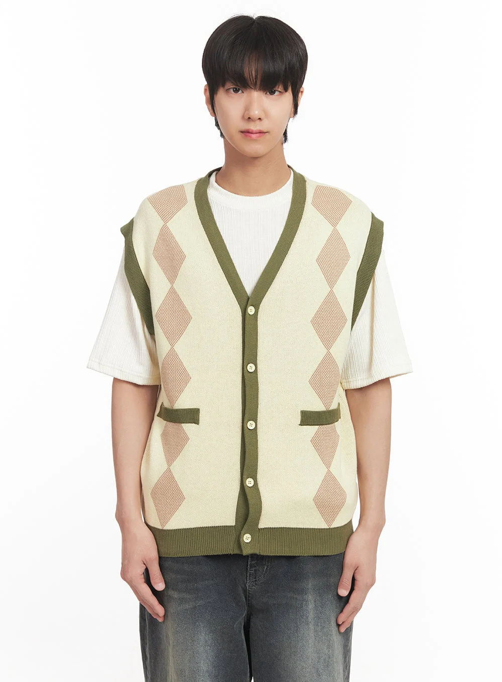 Men's Argyle V-Neck Sweater Vest IA511 - Image 10