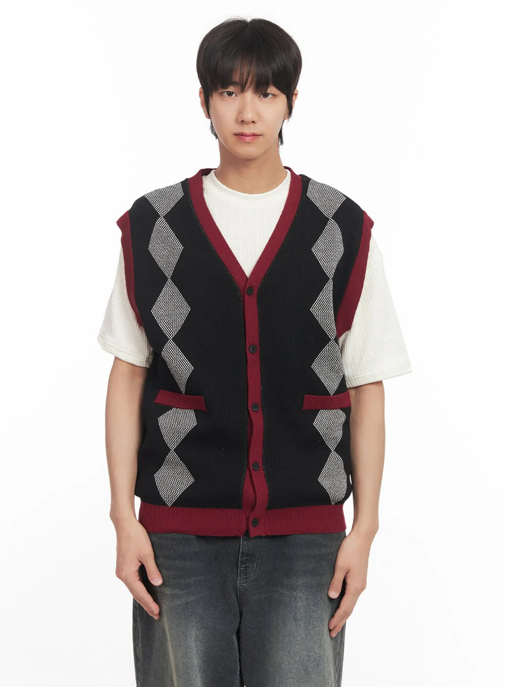 Men's Argyle V-Neck Sweater Vest IA511 - Image 11