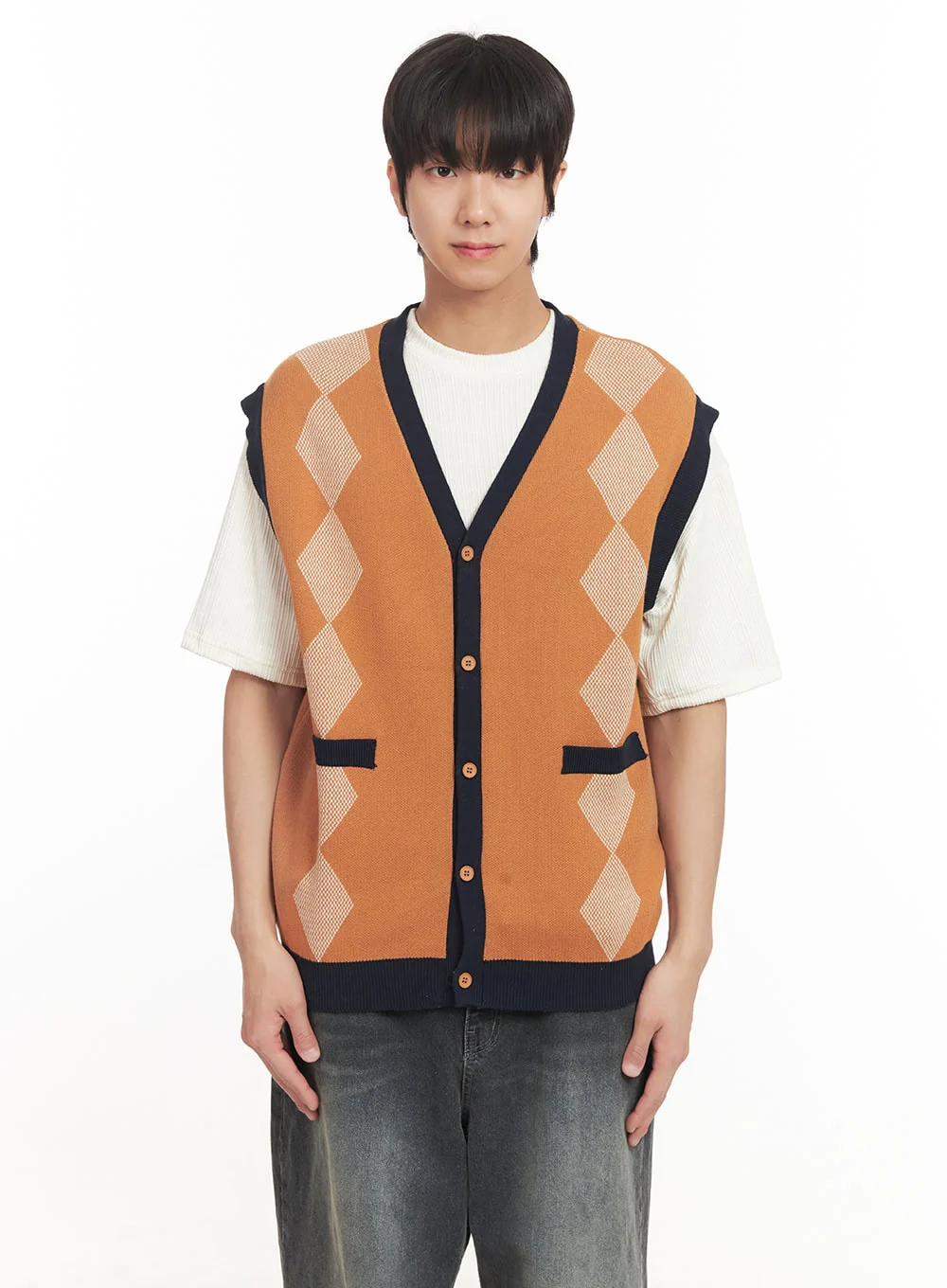 Men's Argyle V-Neck Sweater Vest IA511 - Image 12
