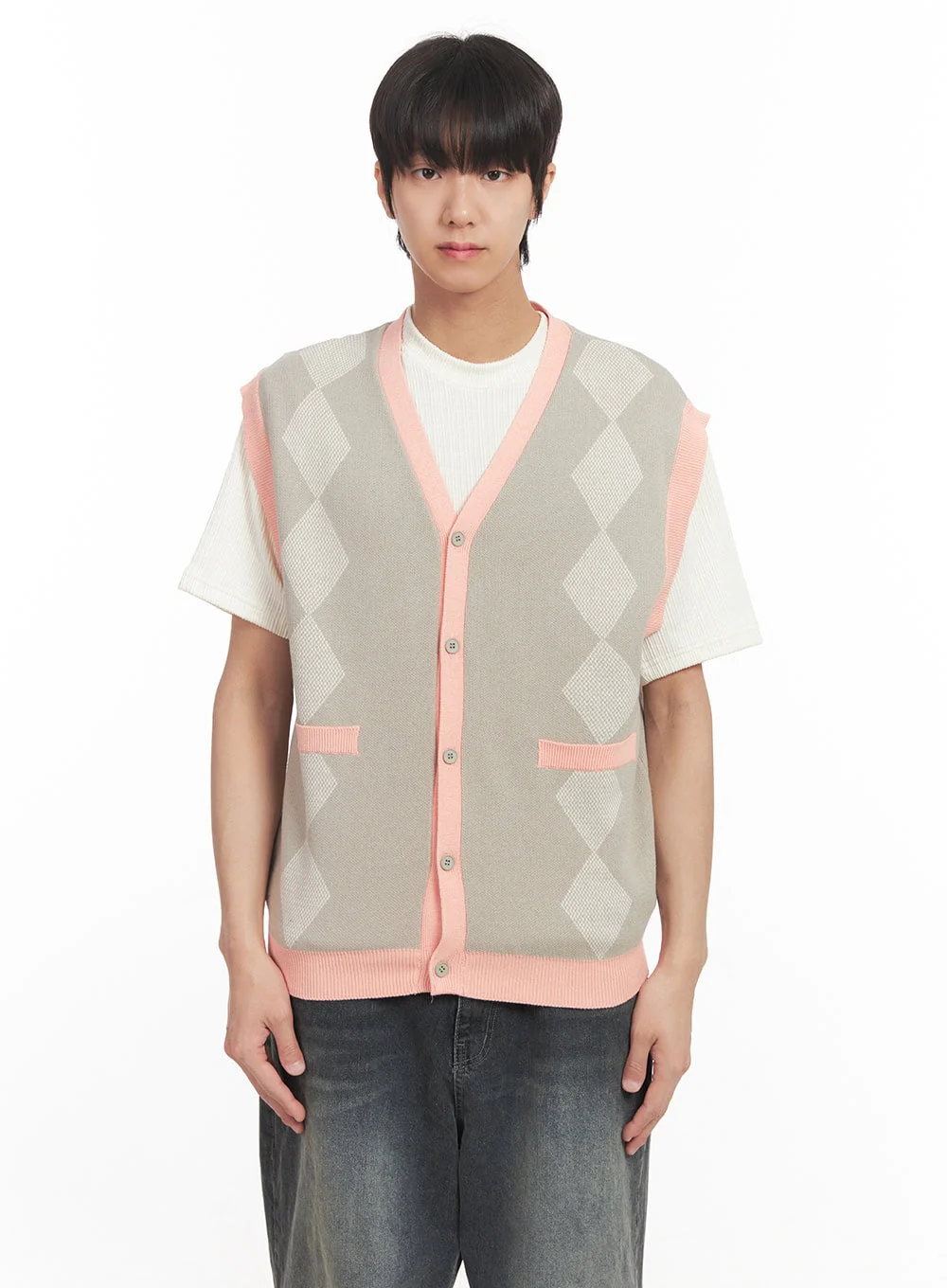 Men's Argyle V-Neck Sweater Vest IA511 - Image 13