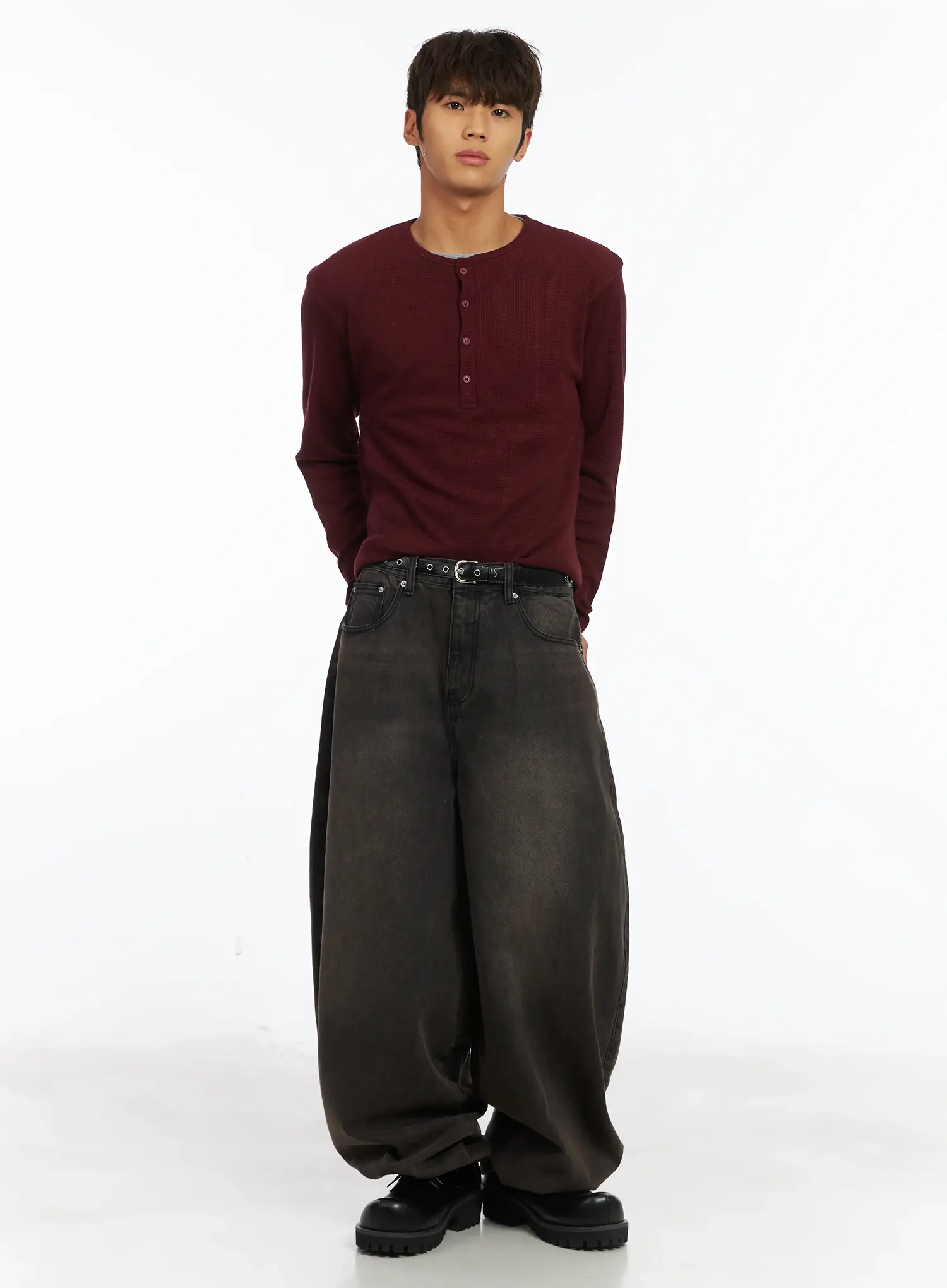 Men's Balloon Fit Wide Jeans IJ514 - Image 9