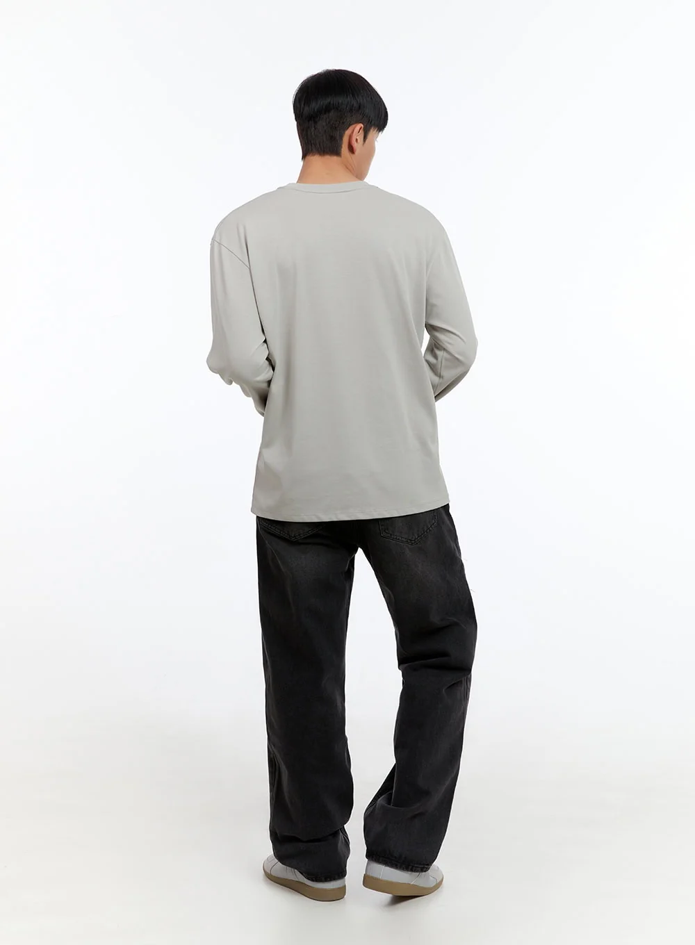 Men's Basic Cotton Long Sleeve T-Shirt (Gray) IS412 - Image 8