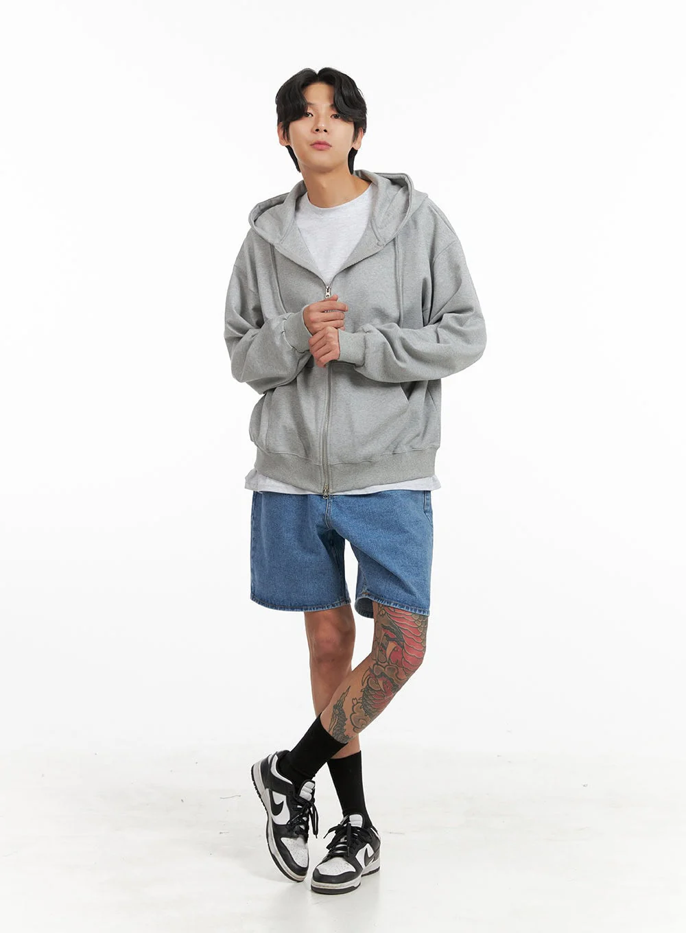 Men's Basic Hoodie Jacket (Gray) IY424 - Image 2