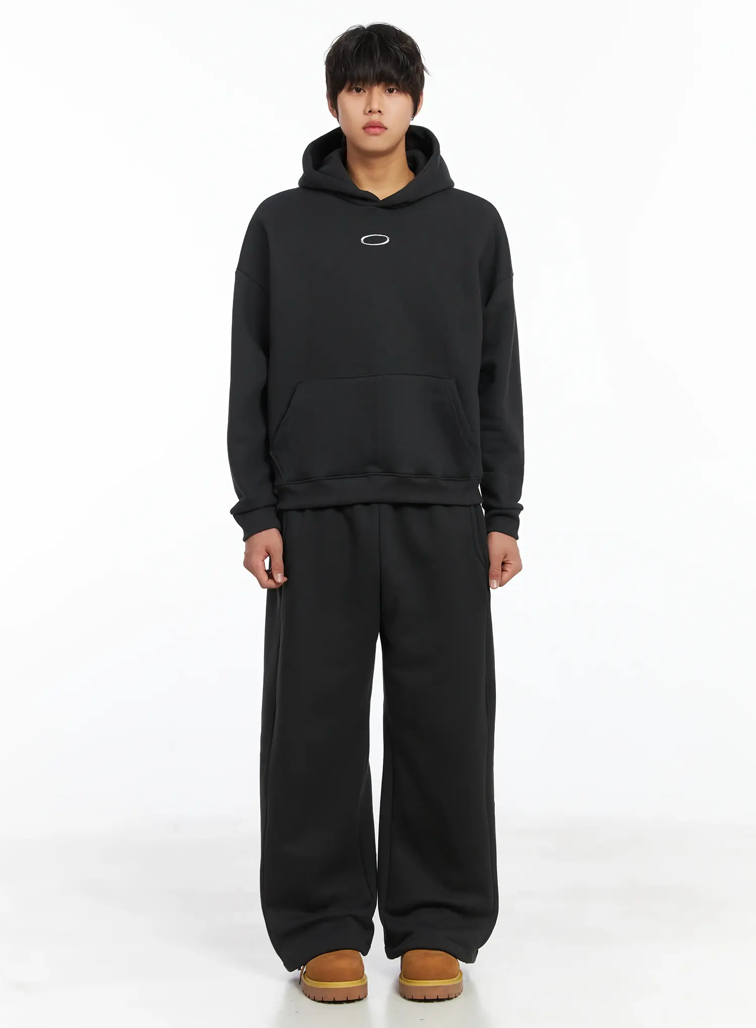 Men's Basic Logo Embroidered Fleece Hoodie IJ512 - Image 3
